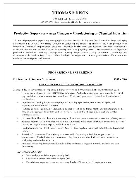 Resume template for maintenance man