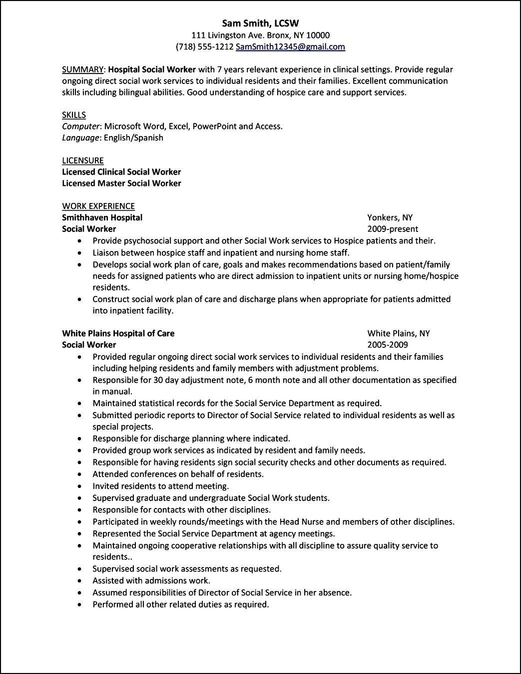 curriculum vitae template for social workers