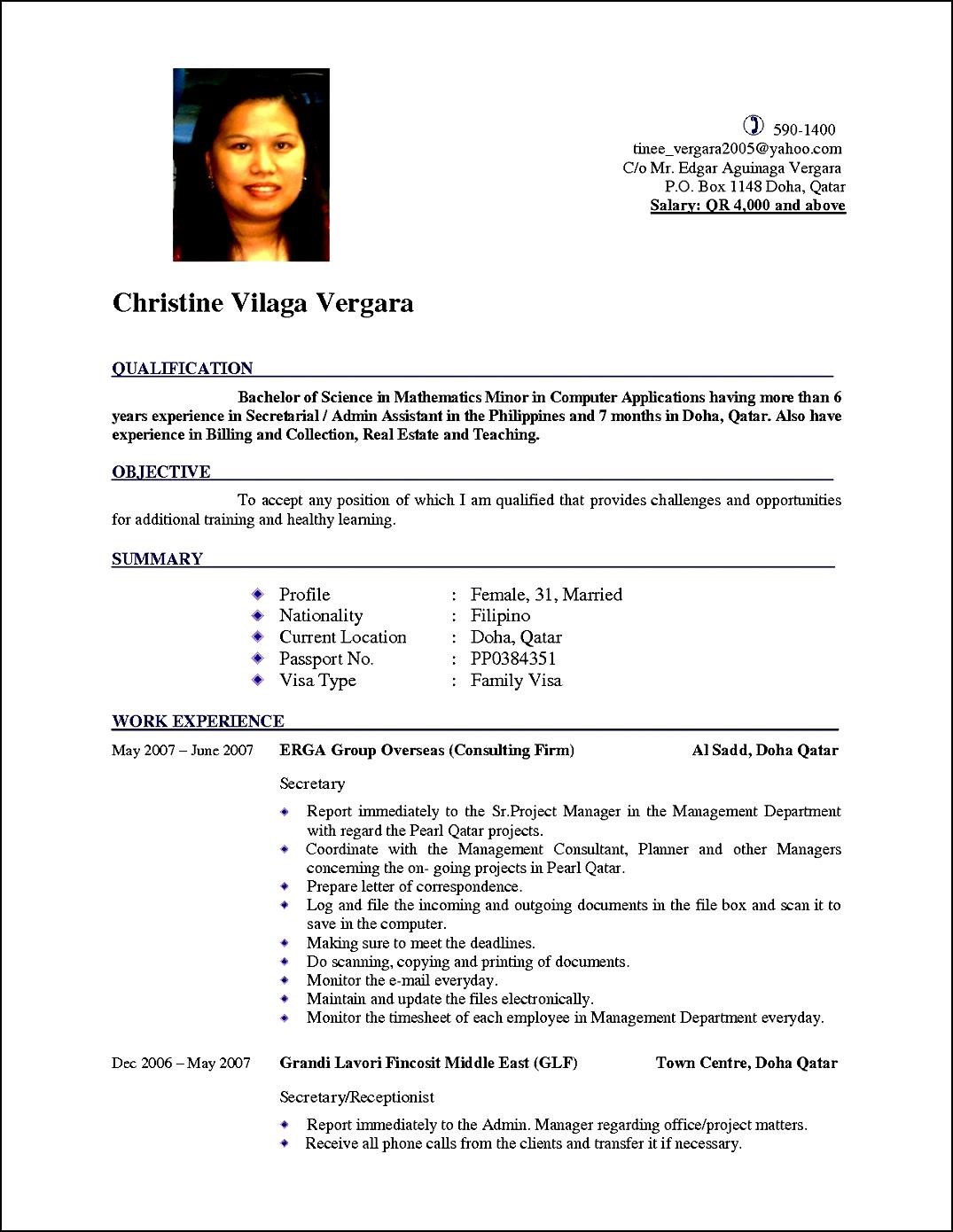 RESUME WRITING EXAMPLES