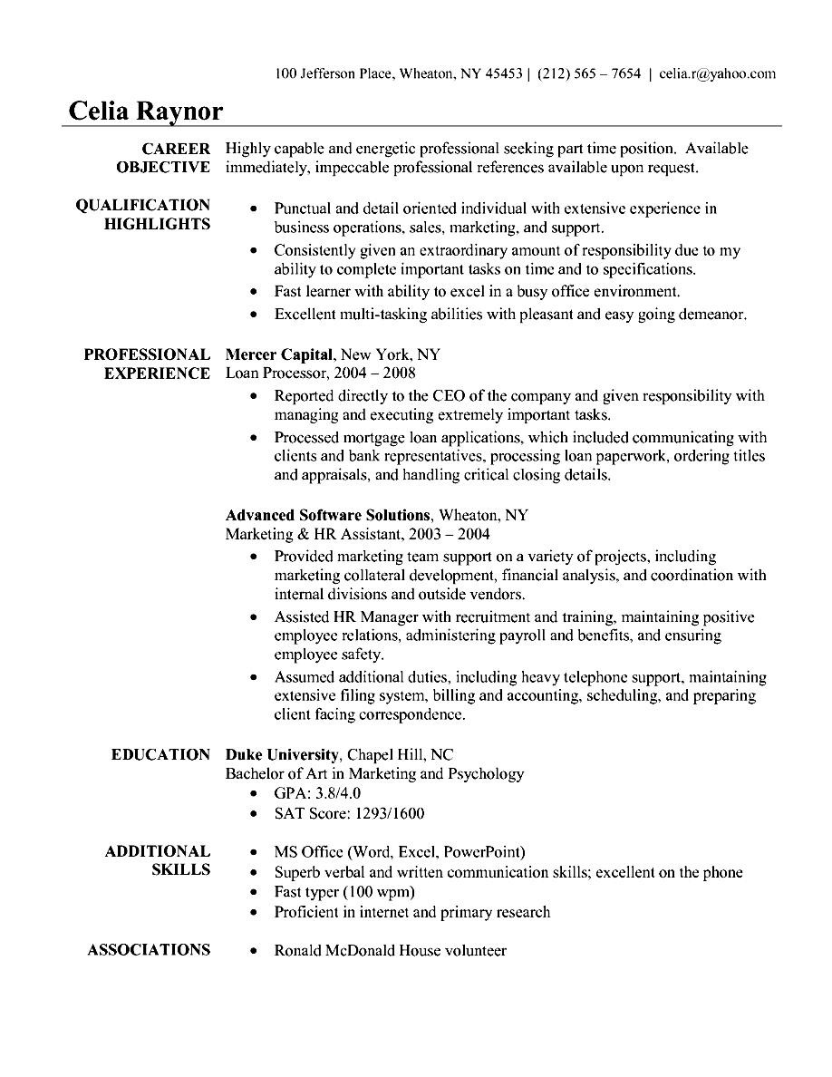 Resume for a saleswoman