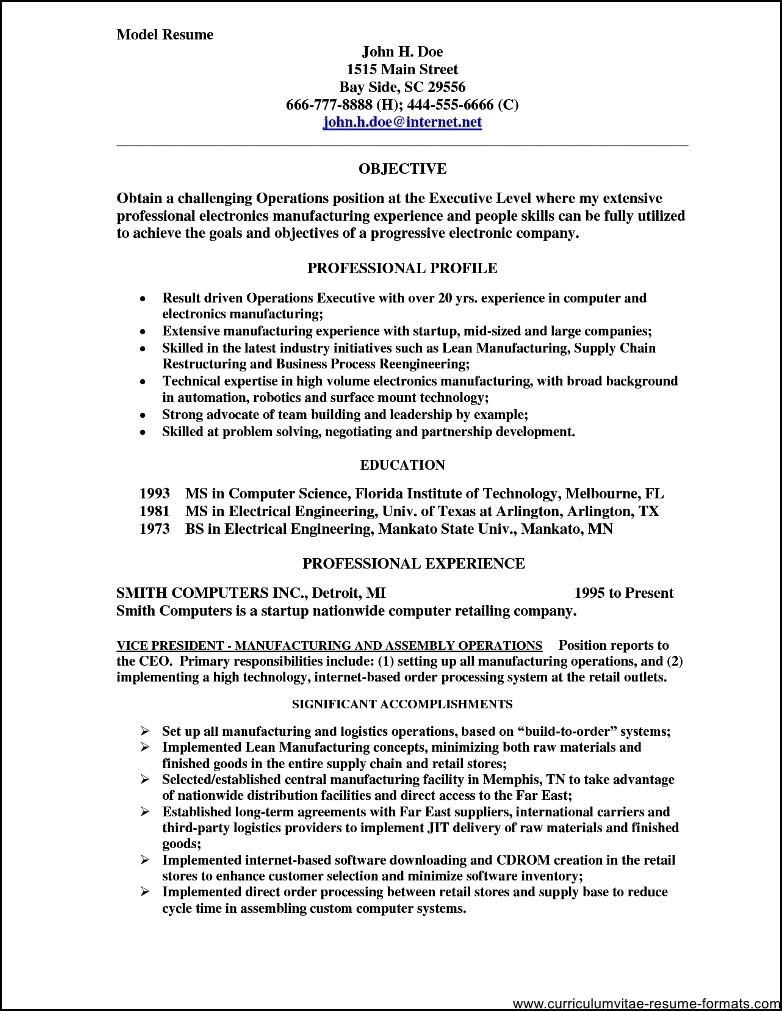 model job resume