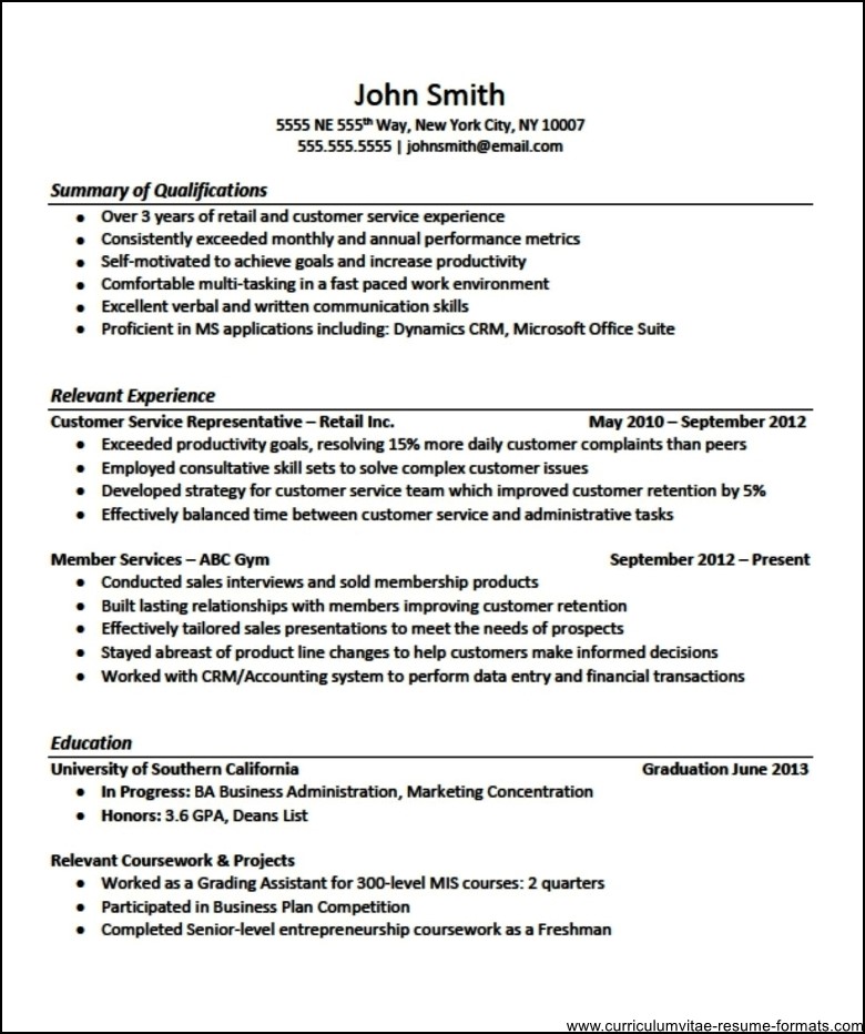 sample resume format for experienced it professionals