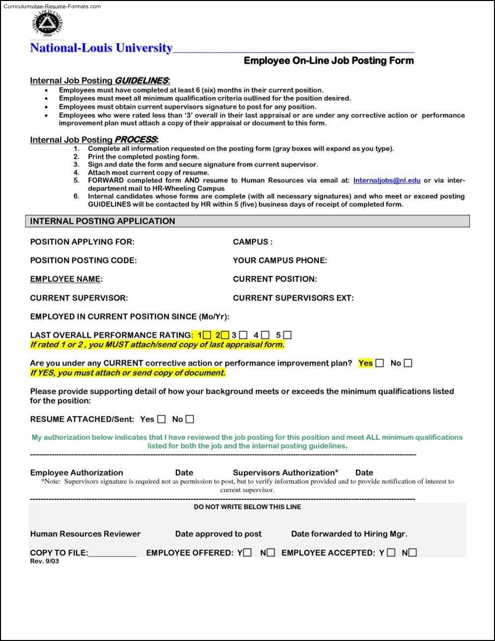 Best resume format for internal job application
