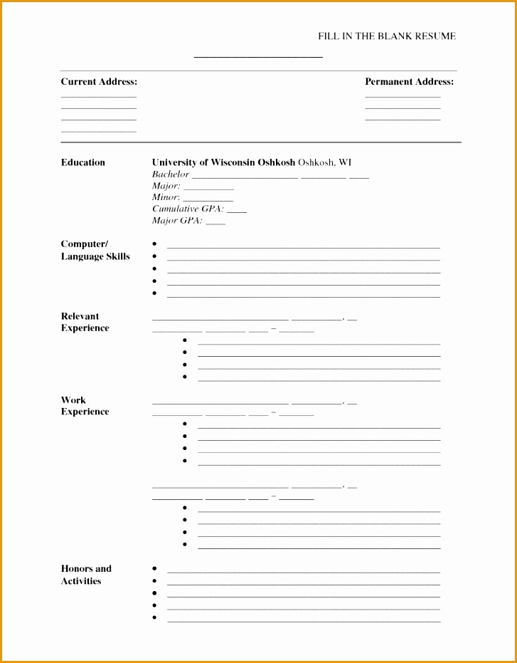 9 Blank Resume forms to Fill Out - Free Samples , Examples ...