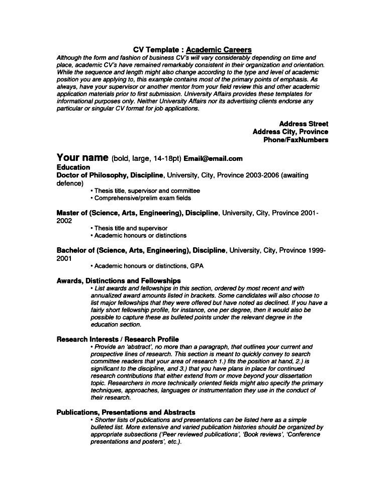 academic resume examples