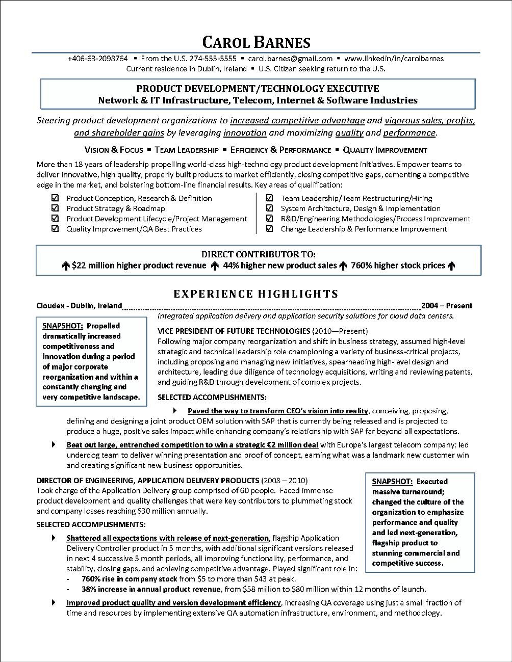 C-level resume samples picture