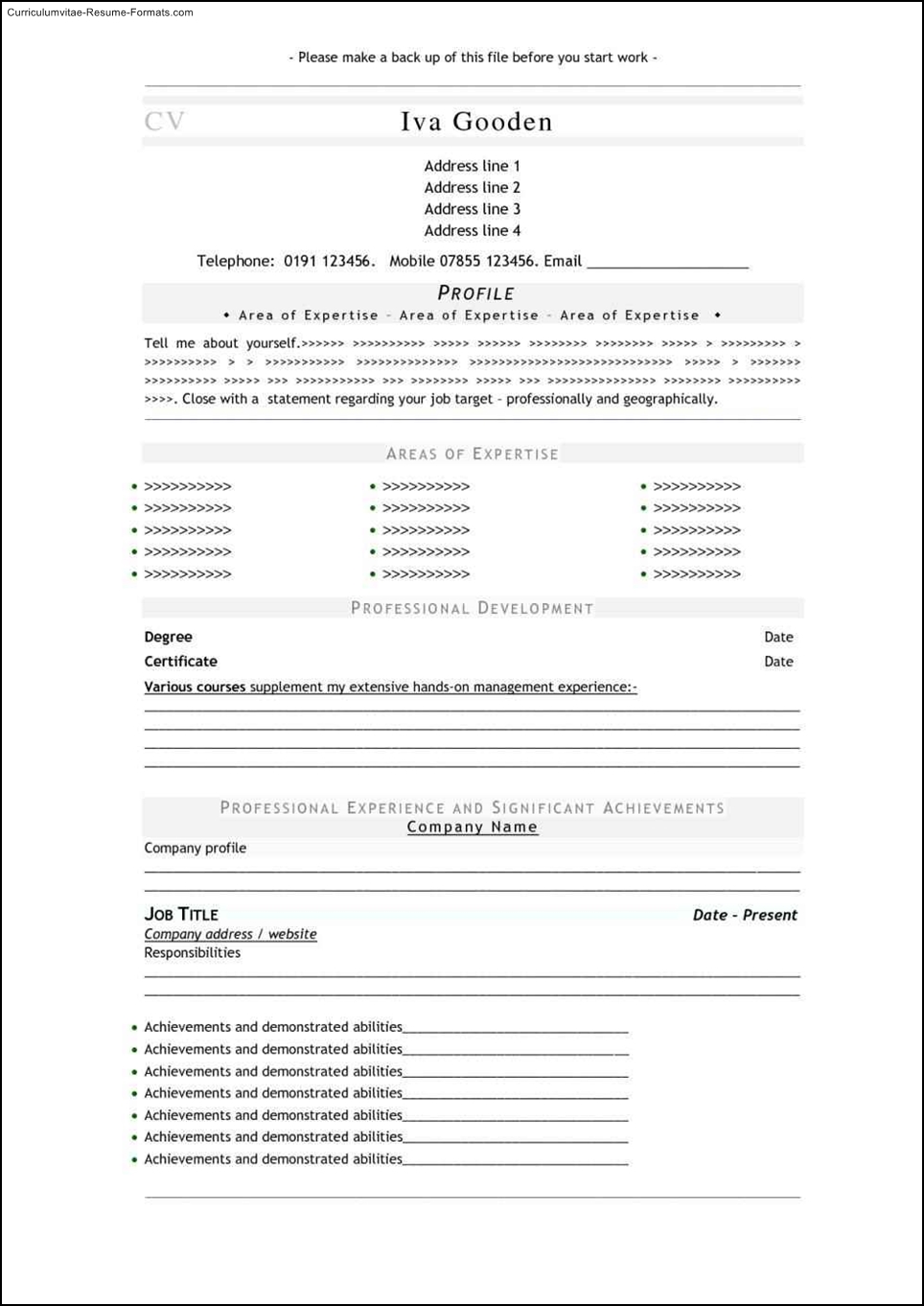 Free Resume Template Downloads