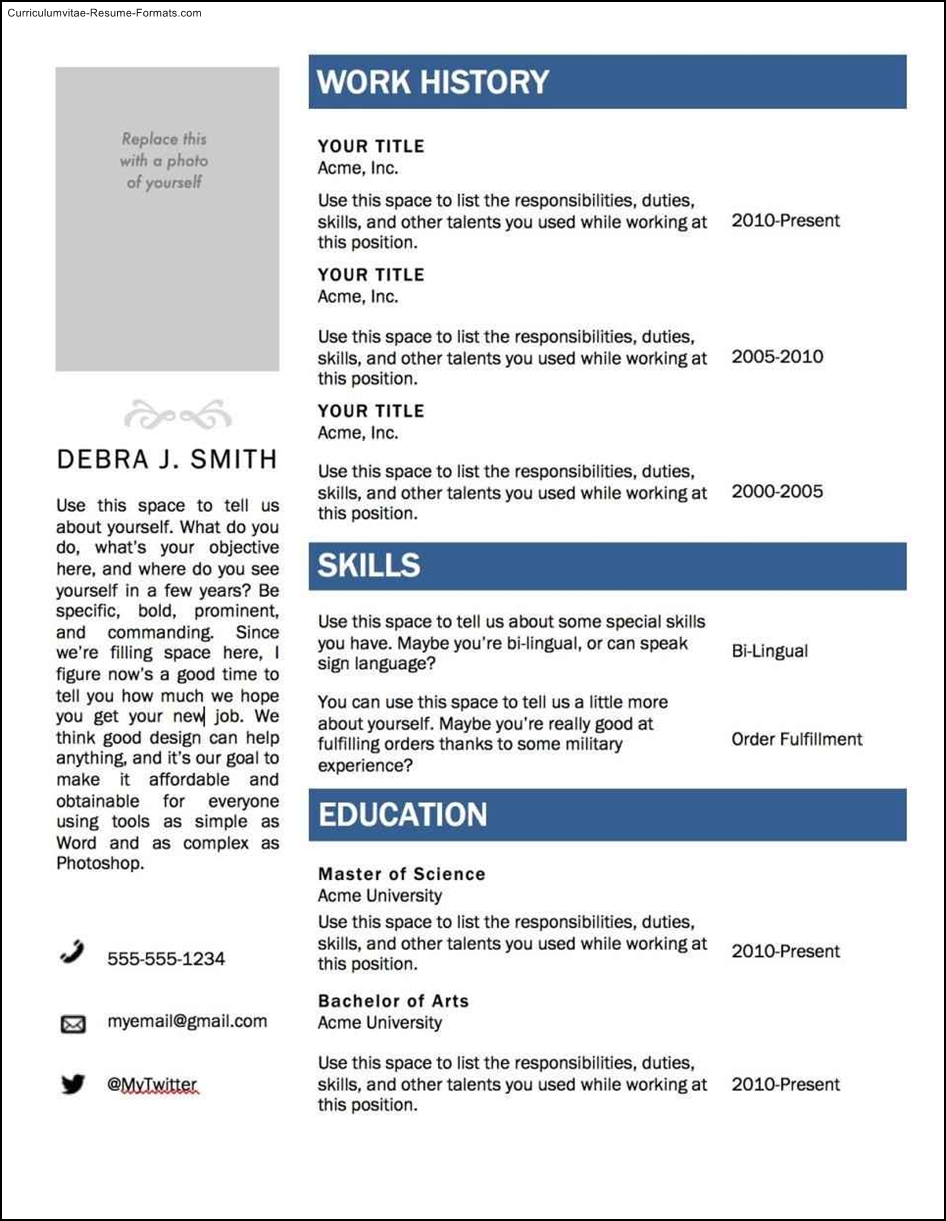 resume template word 2010