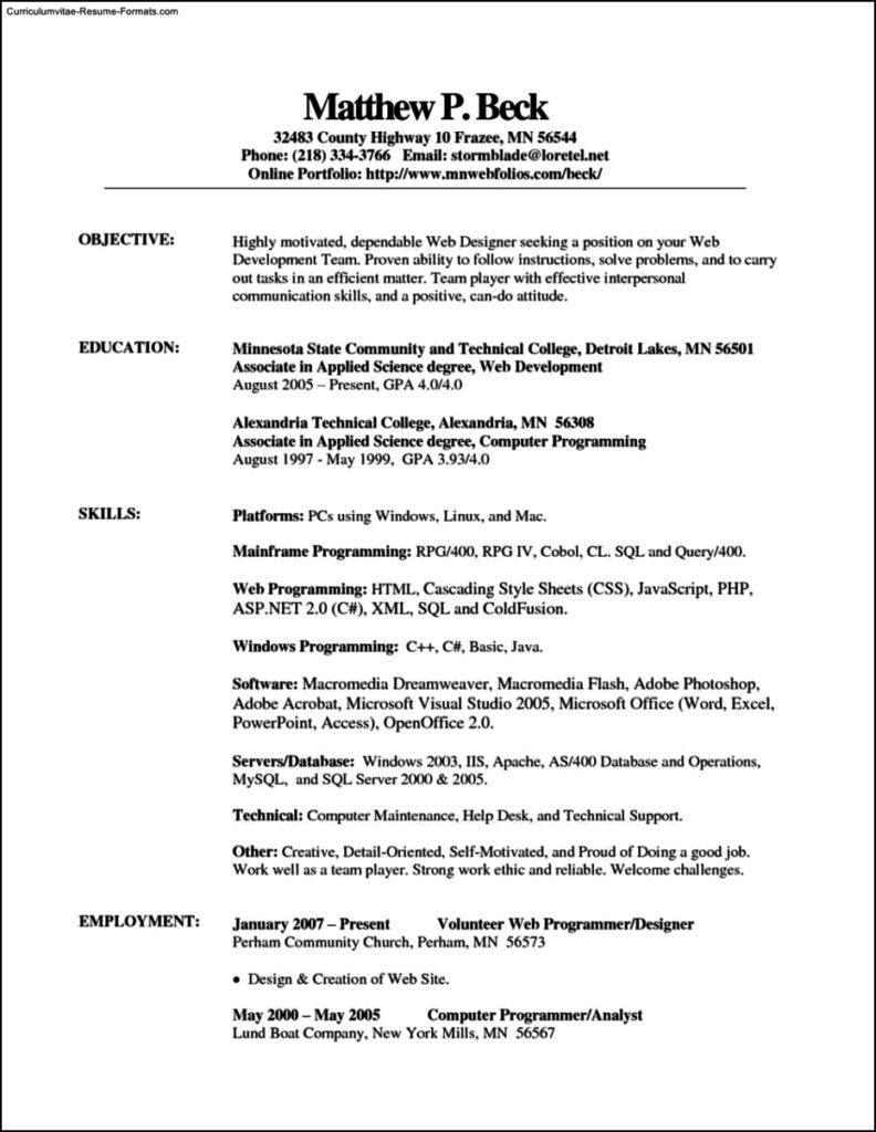 Office Resume Templates Free