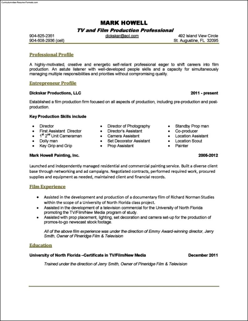 One Page Resume Template Word