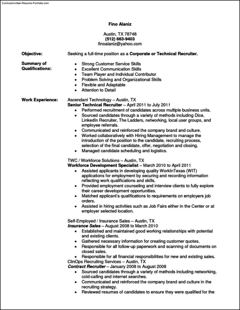 Recruiter Resume Templates