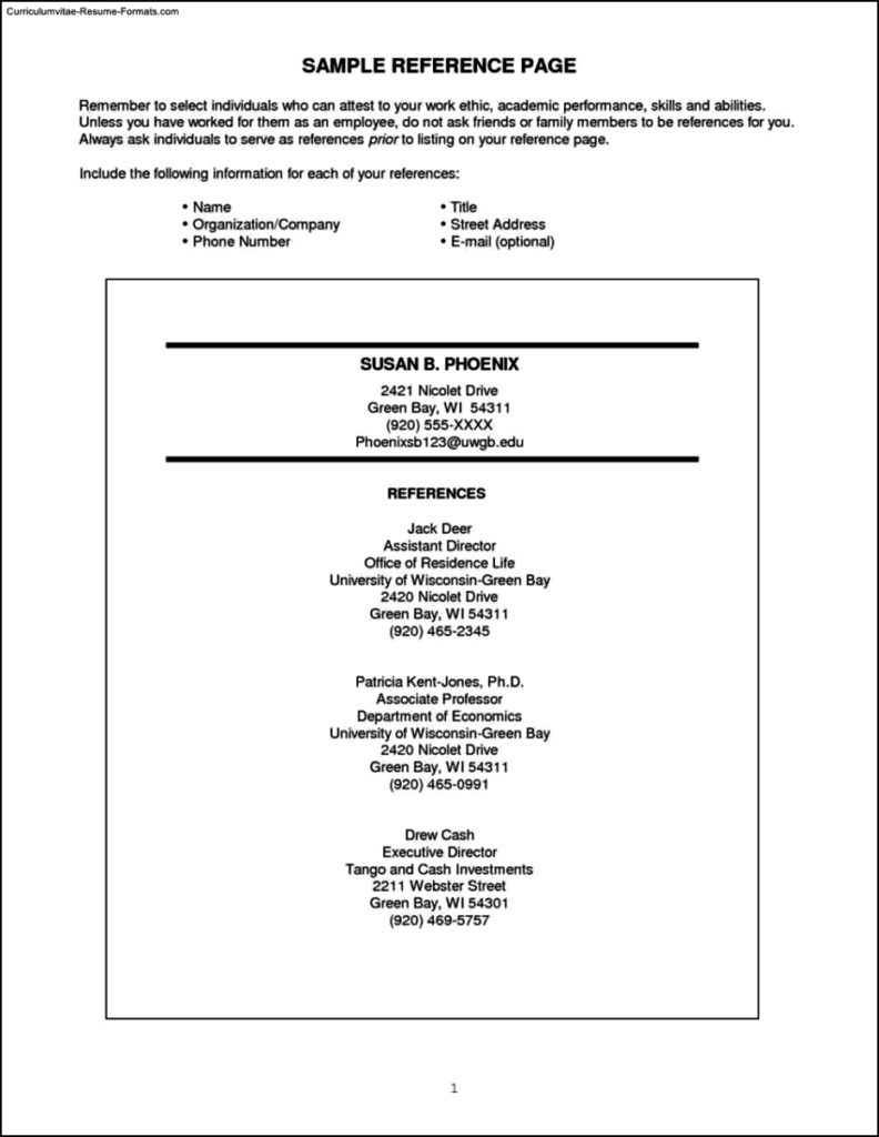 References On Resume Template