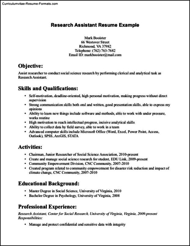 Research Resume Template