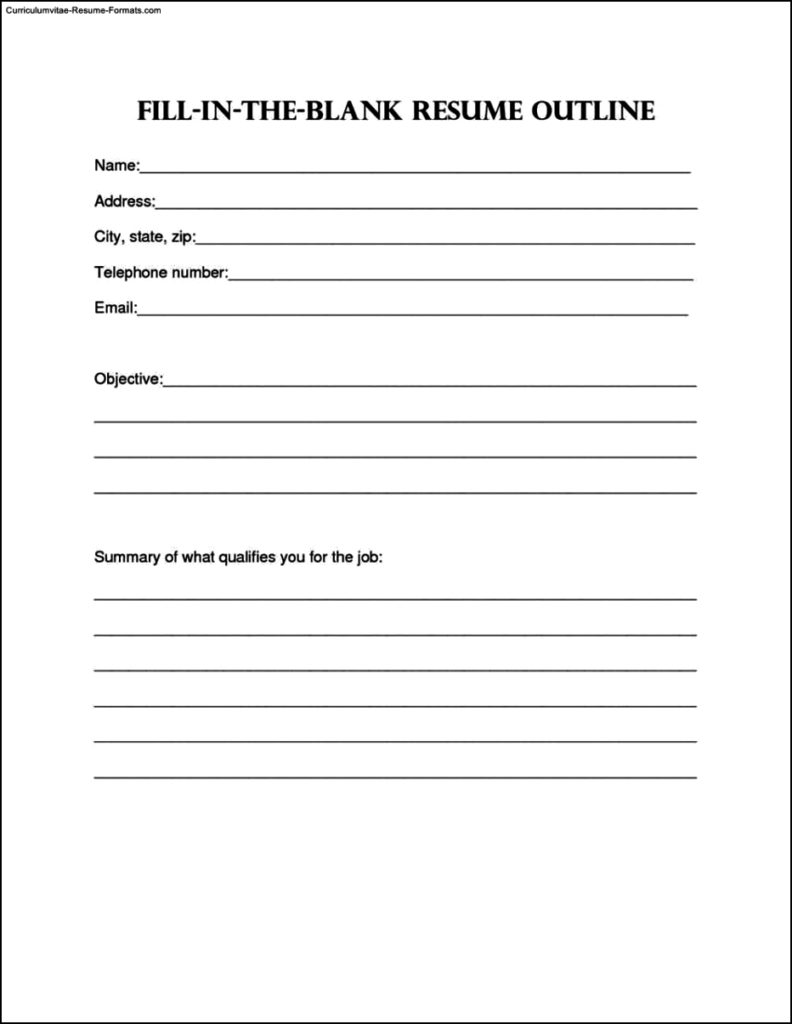 Resume Blank Templates