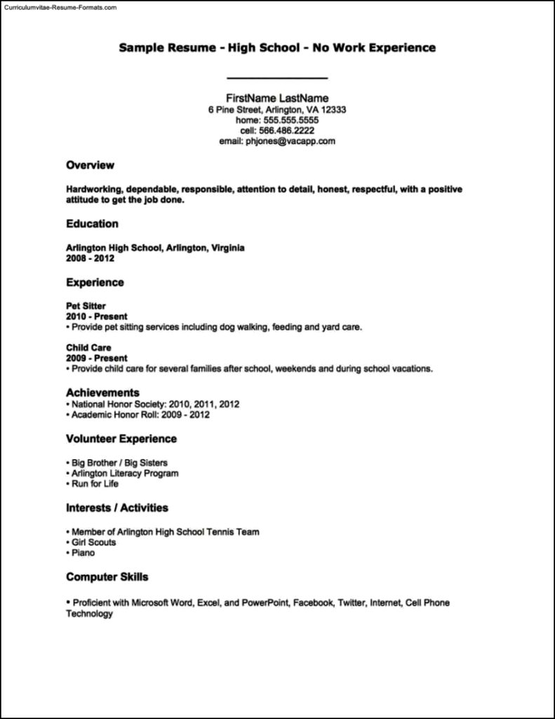 Resume For First Job Template