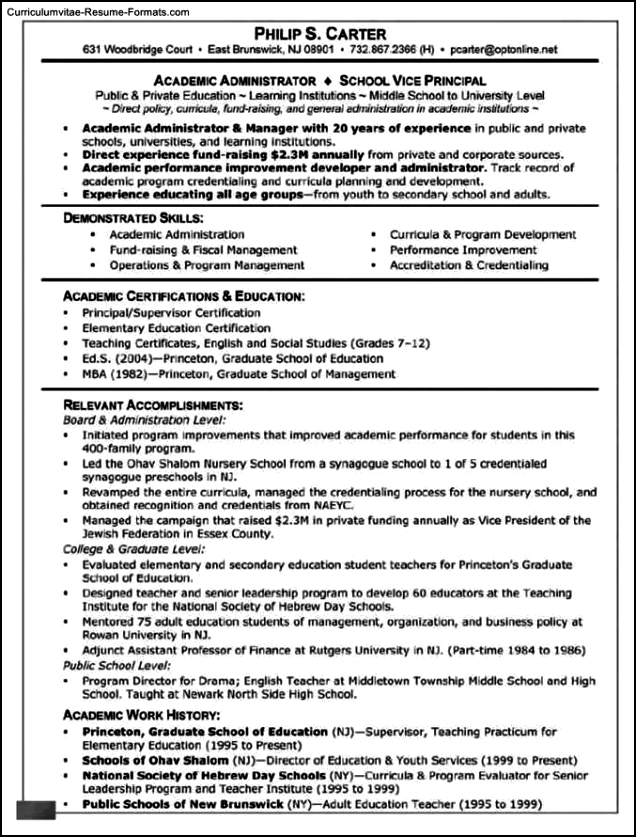 Resume For Graduate School Template