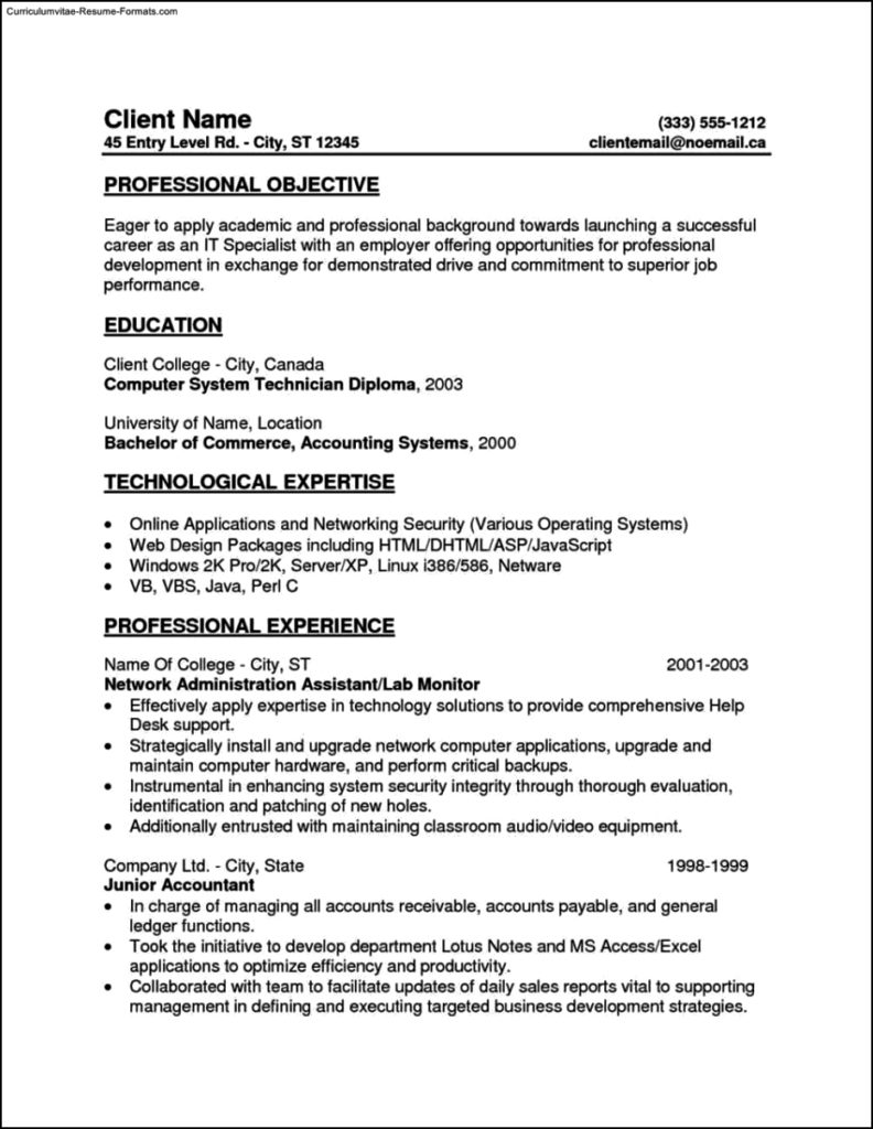 Resume Template Entry Level