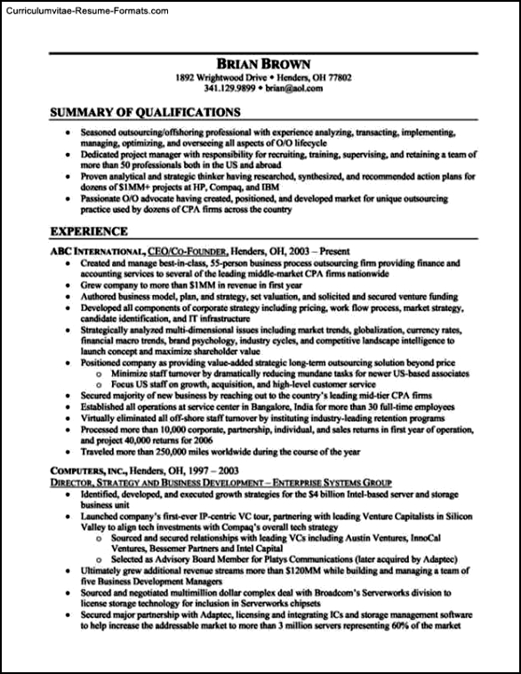 Resume Template For Business