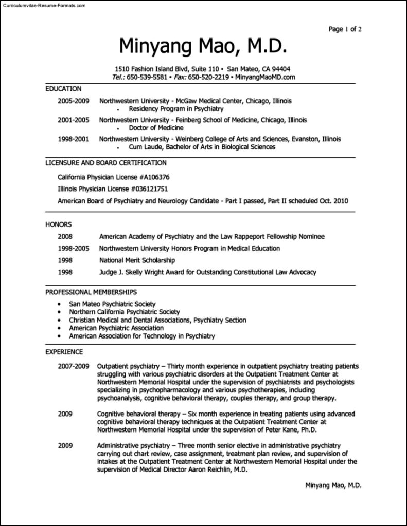 Resume Template For Healthcare Professionals