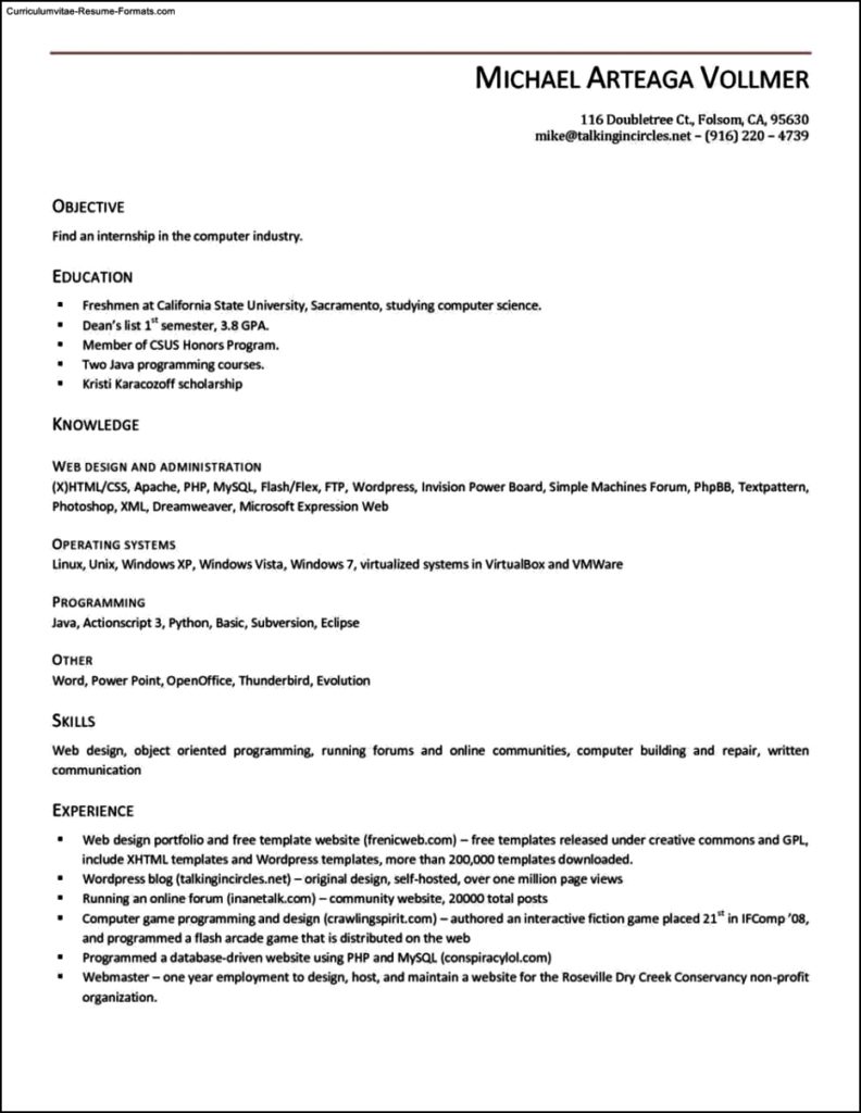 Resume Template For Openoffice