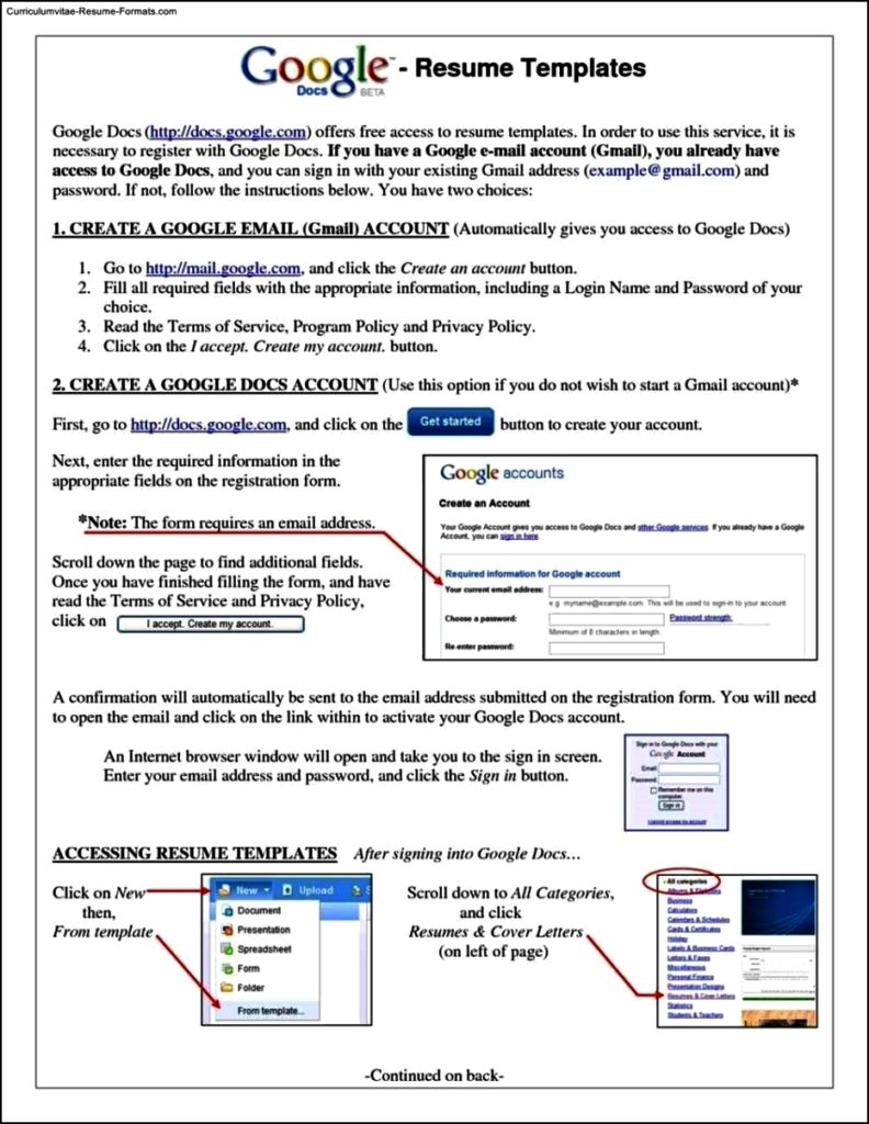 Resume Template Google Docs