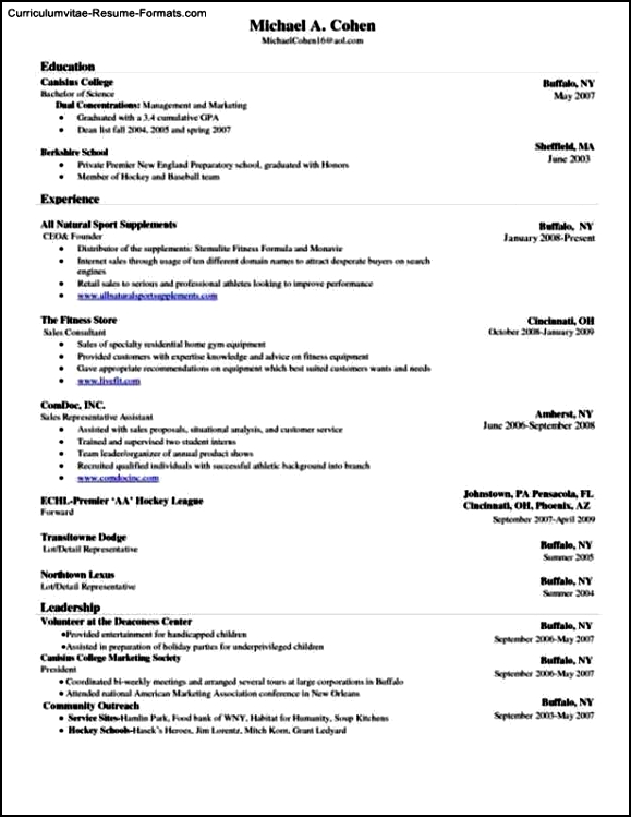 Resume Template On Word 2010