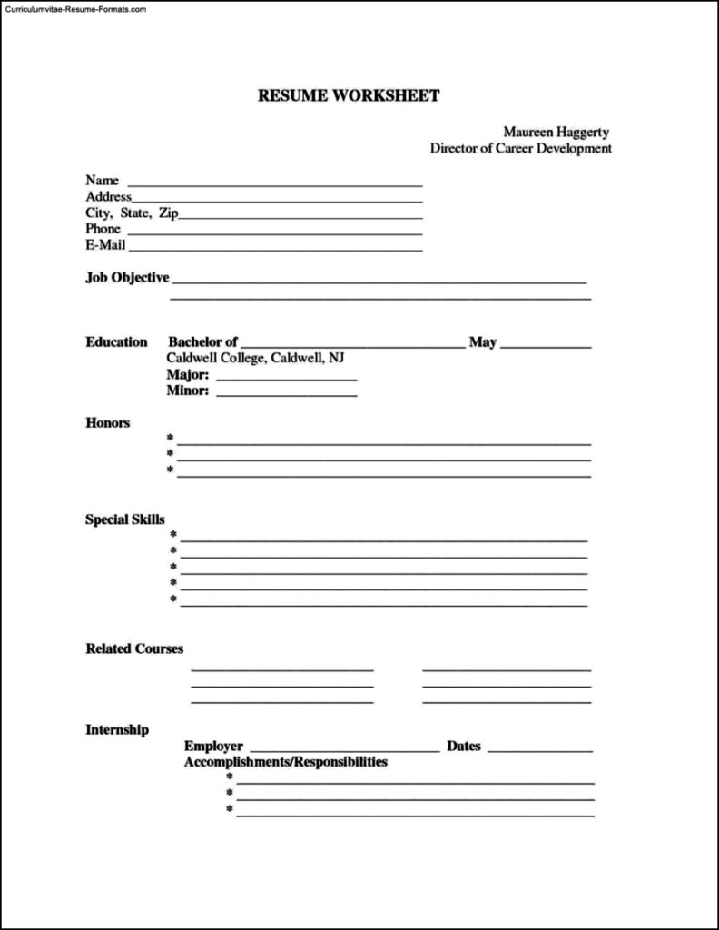 Resume Template Printable