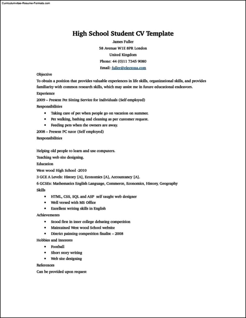 Resume Template Student