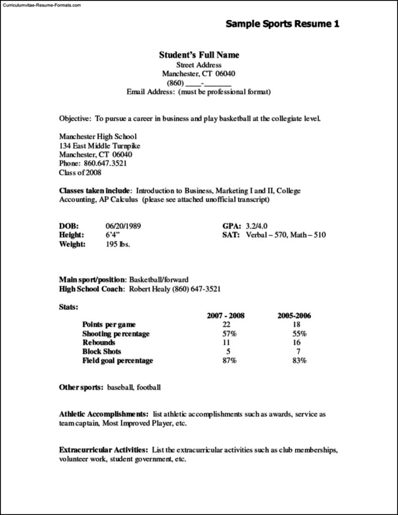 Resume Template Student High School