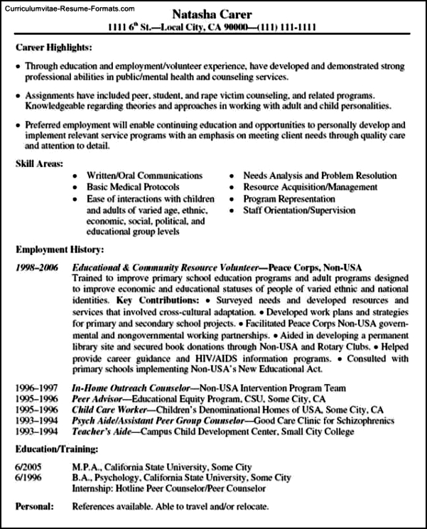 Resume Template With Volunteer Experience