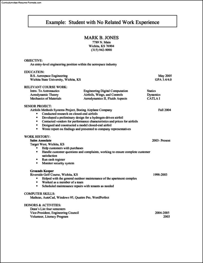 Resume Template Without Work Experience