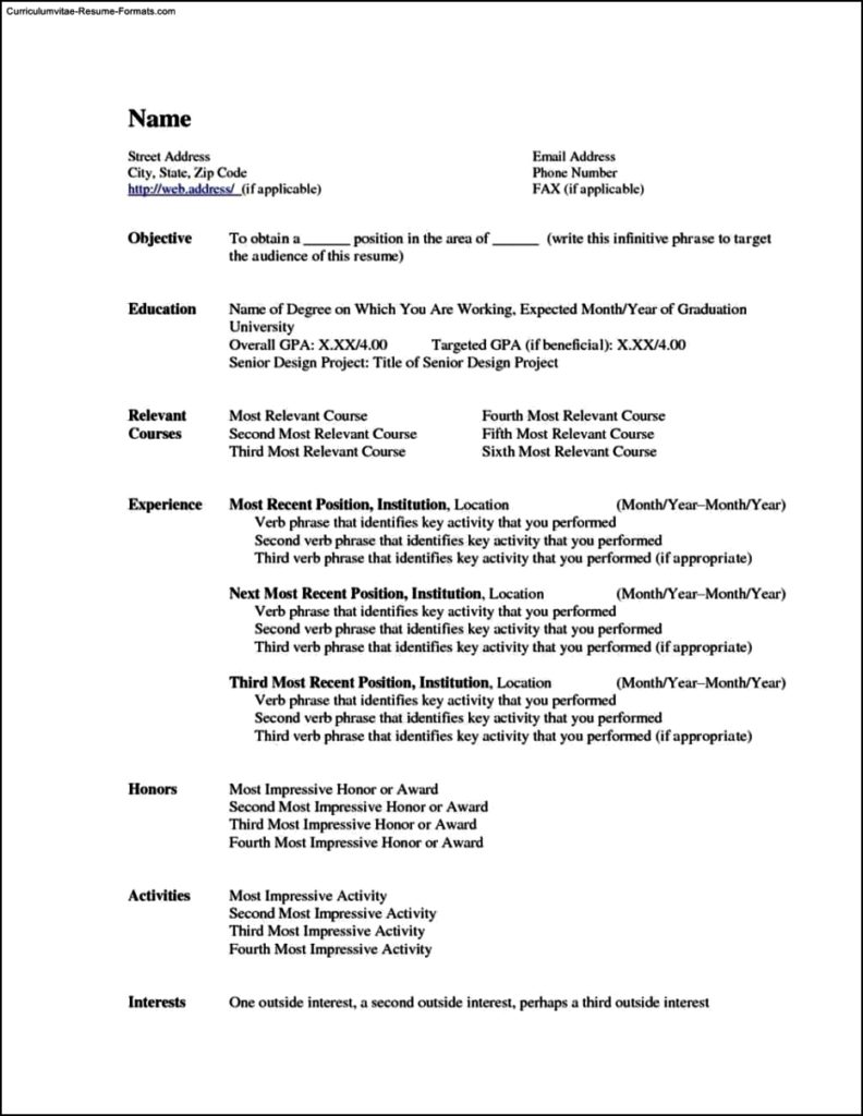Resume Template Word Free