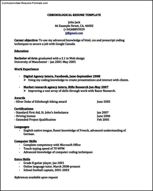 Resume Templates Canada Free