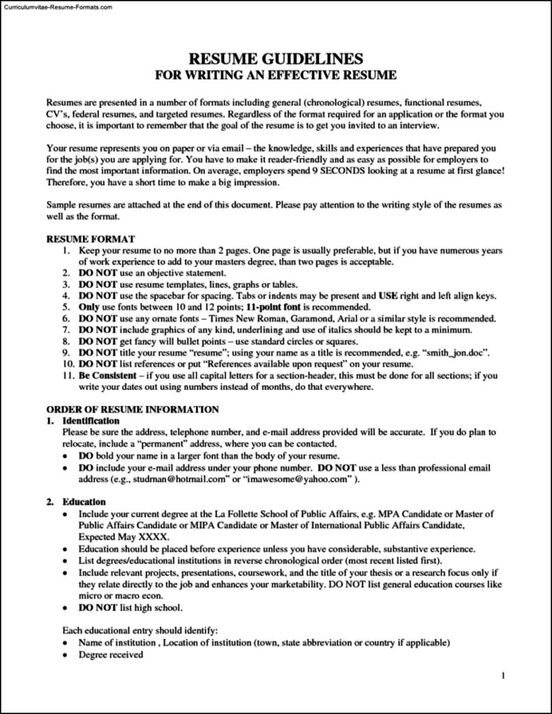 Resume Templates For Beginners