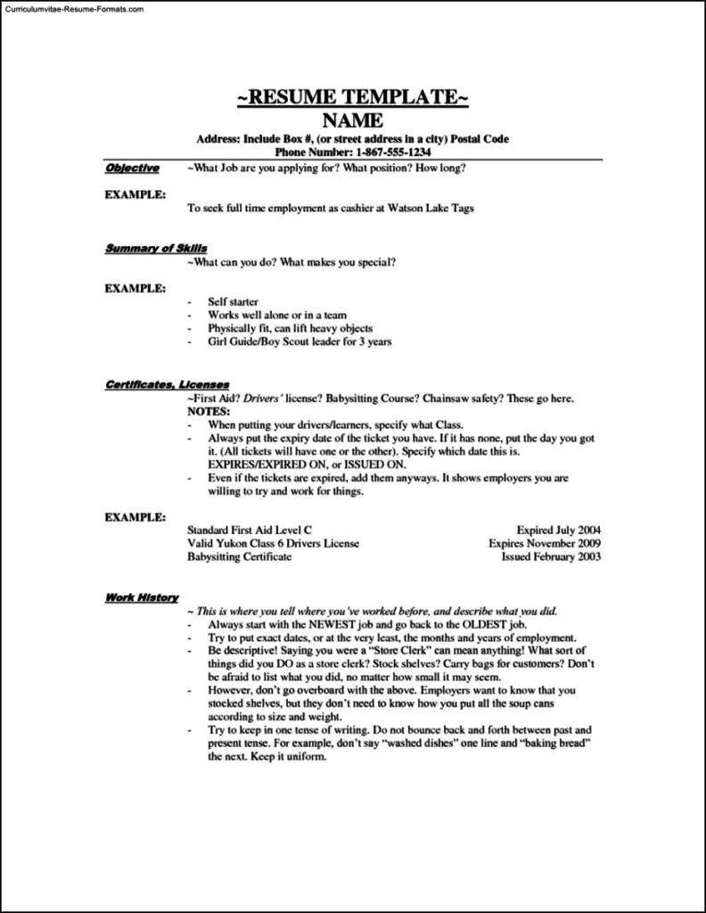 Resume Templates For Cashier