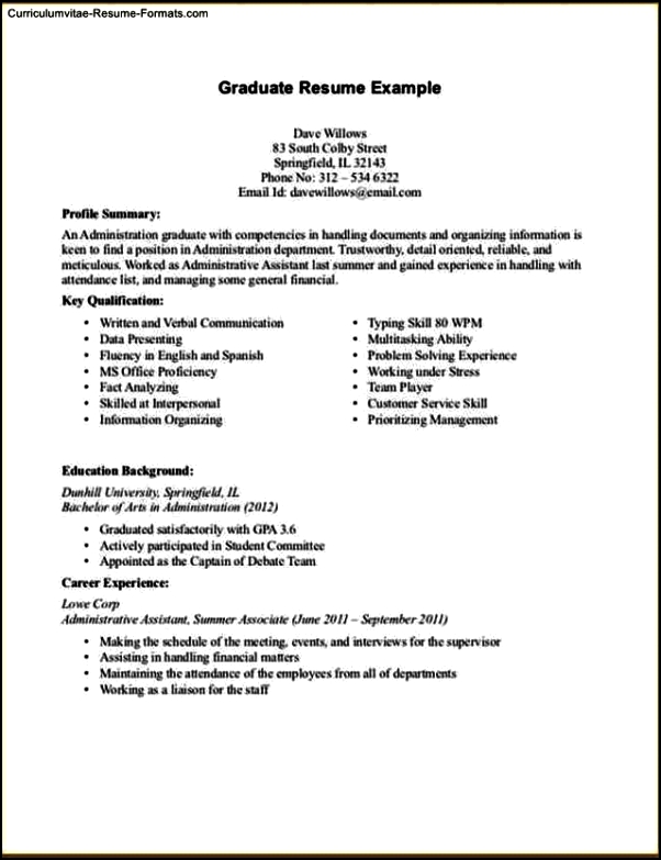 Resume Templates For College Students With No Experience