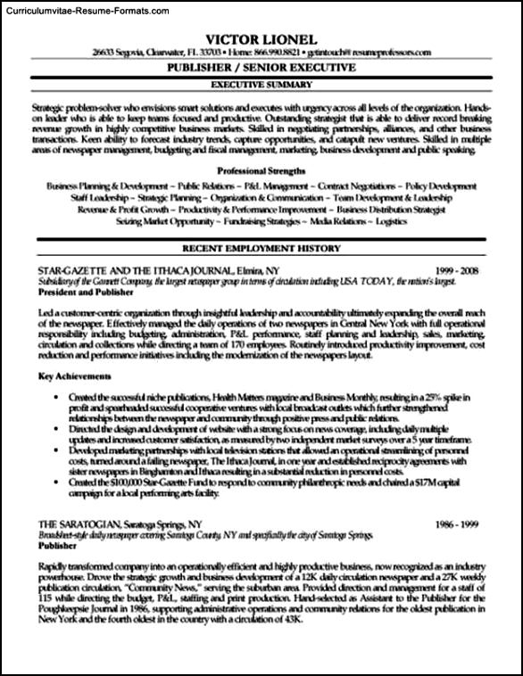 Resume Templates For Publisher