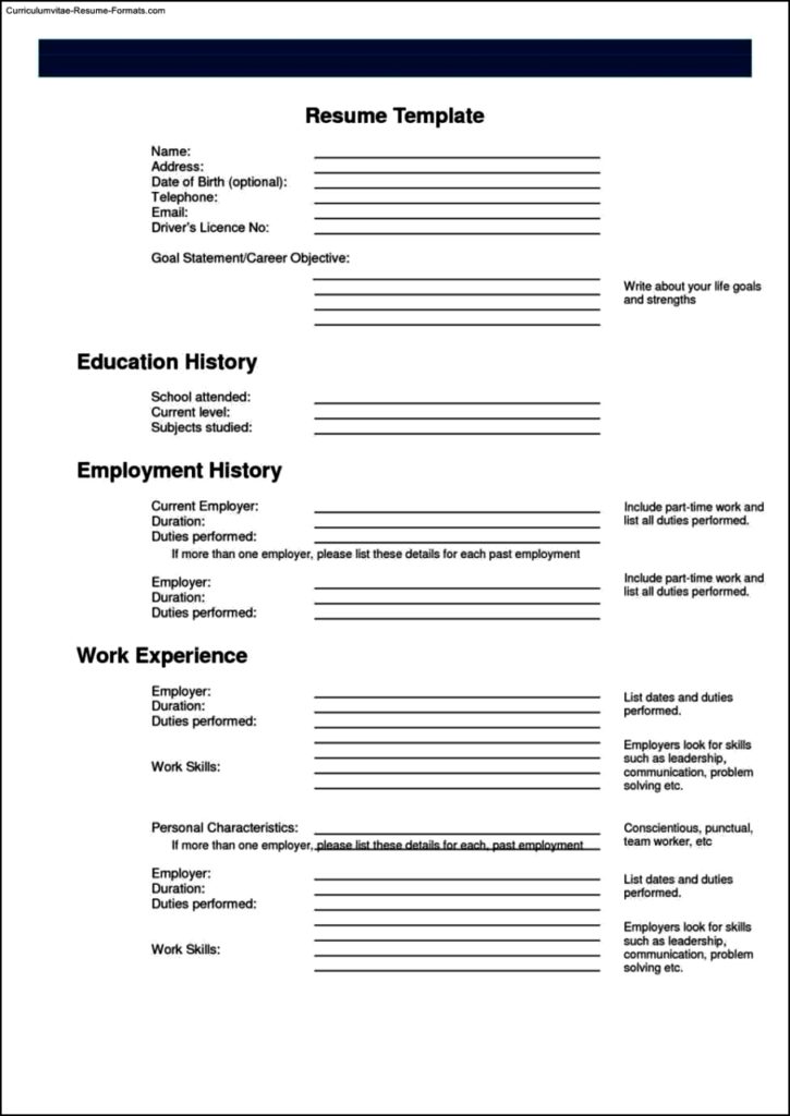 Resume Templates Free Printable