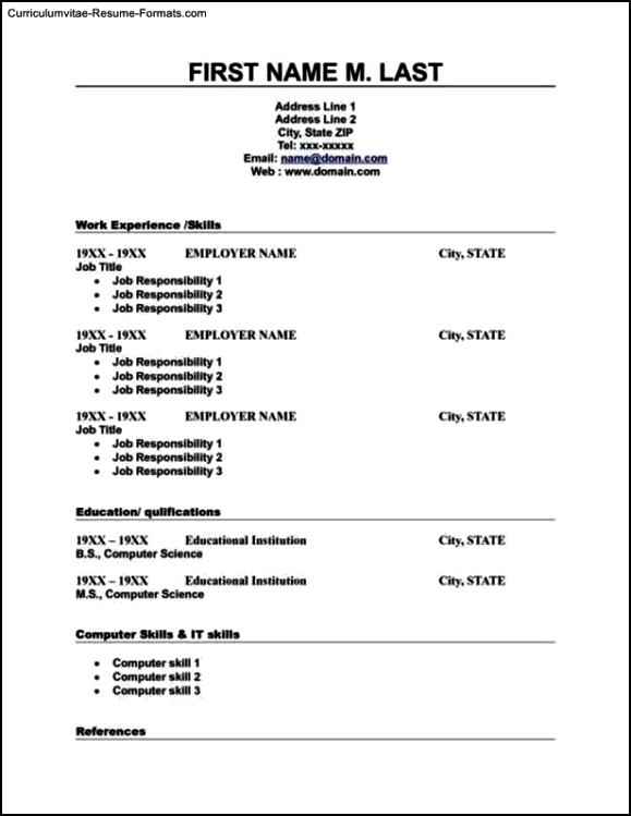 Resume Templates On Microsoft Word