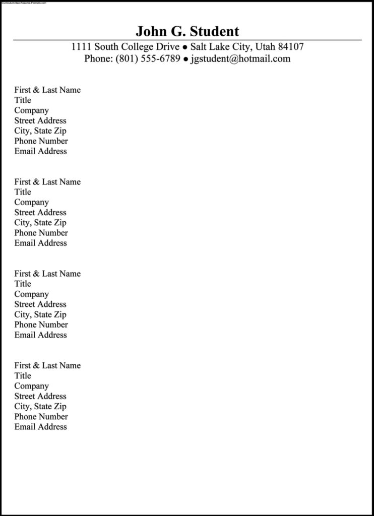 Resume Templates References