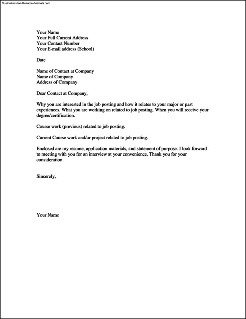 Simple Resume Cover Letter Template