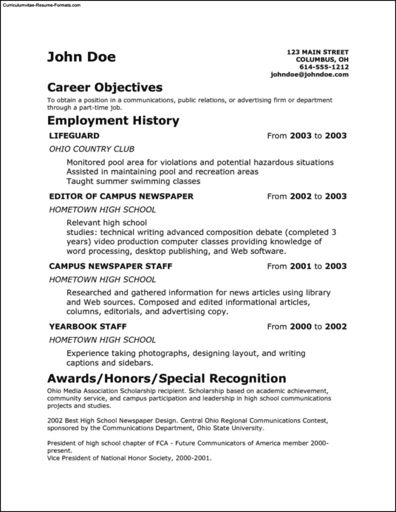 Simple Student Resume Template Free Samples Examples And Format