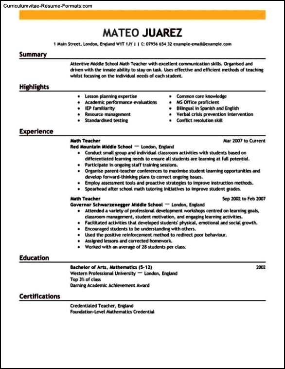 Teacher Resume Templates