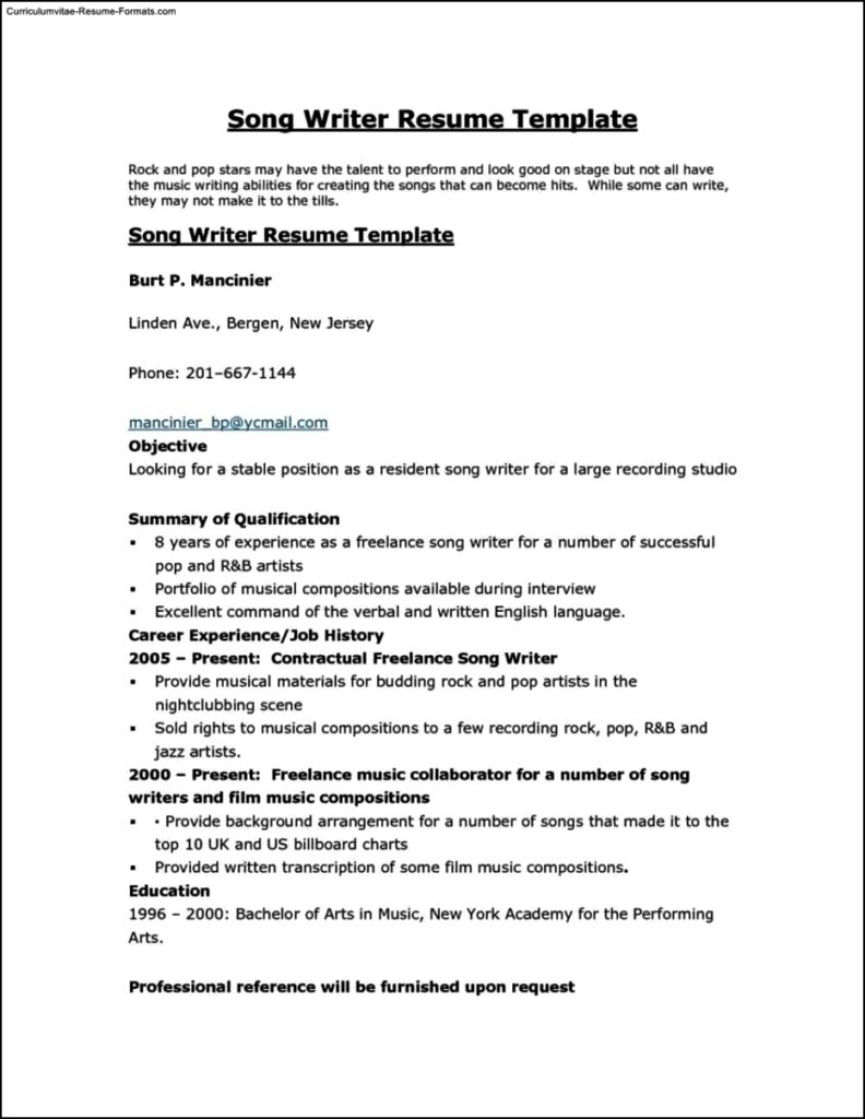 Template For Resume Writing