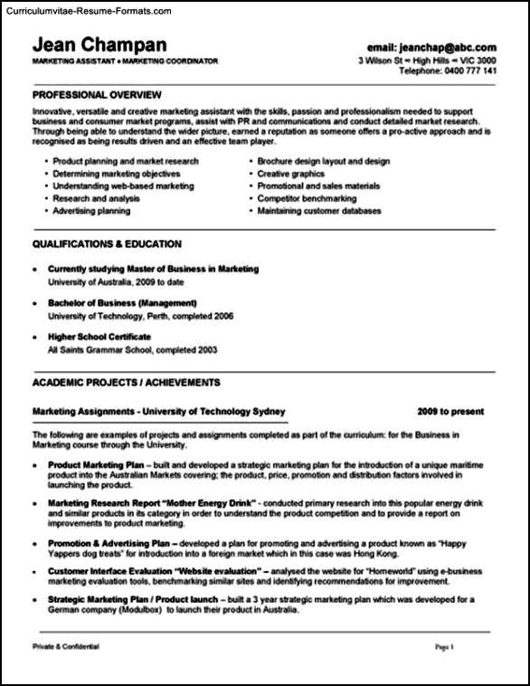 Template Resume Australia