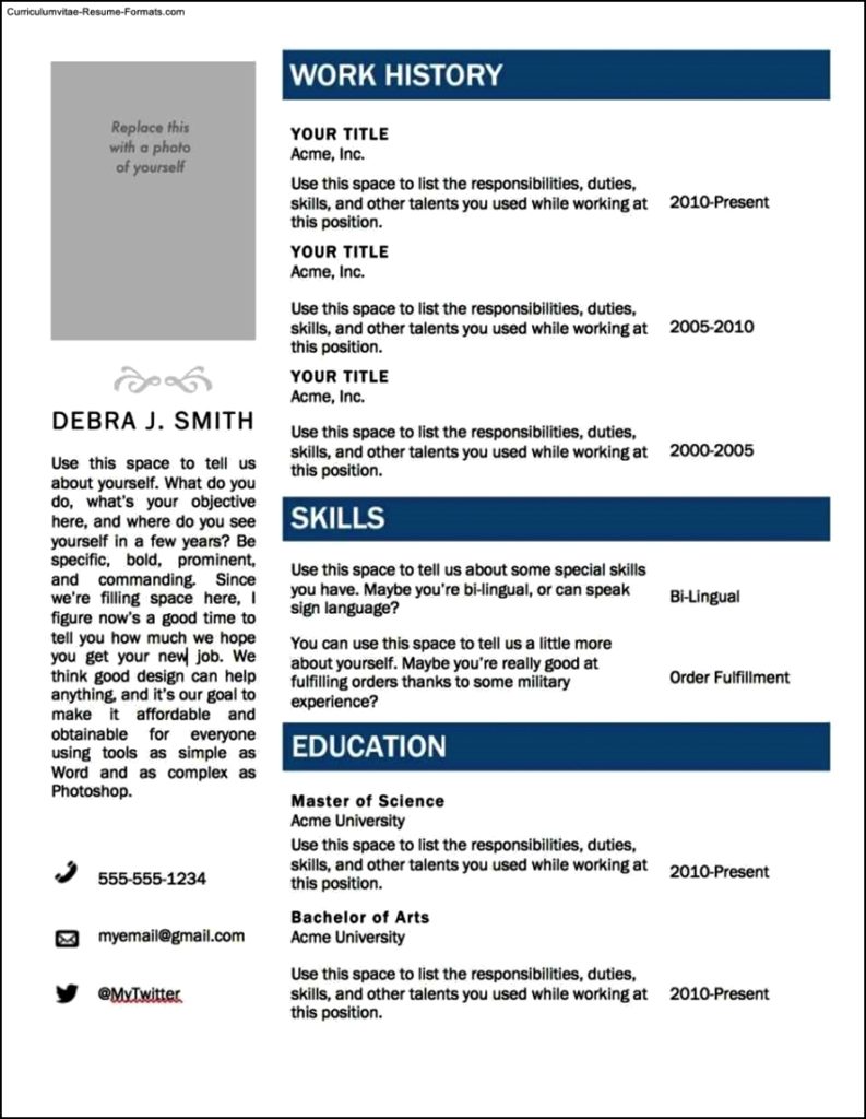 Templates For Resumes Microsoft Word