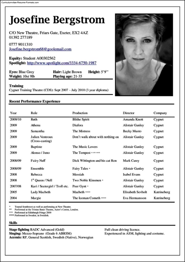 Theatre Resume Templates