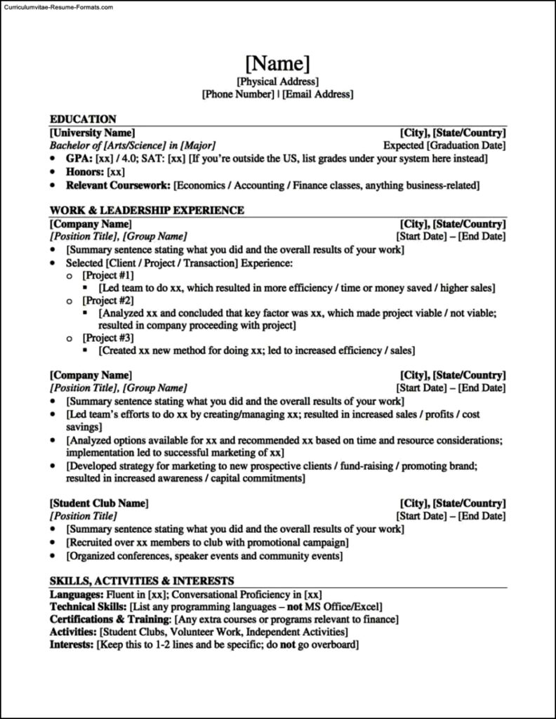 how to write a good resume for university application