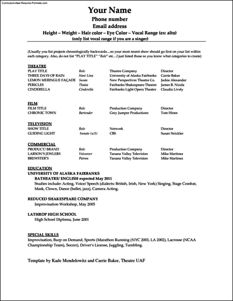 Word Resume Template 2010