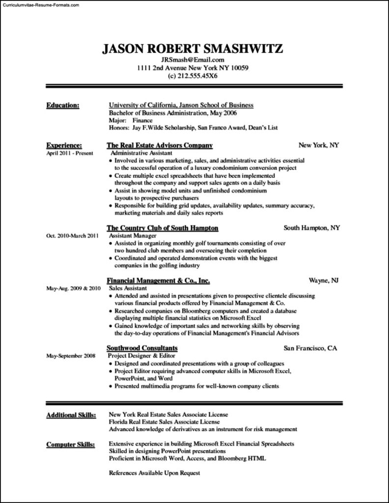 Word Template Resume Free